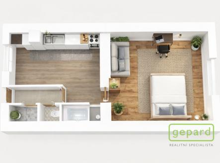 3d-vykres-1.png | Pronájem bytu, 1+1, 44 m²