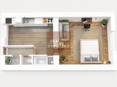 3d-vykres-1.png | Pronájem bytu, 1+1, 44 m²