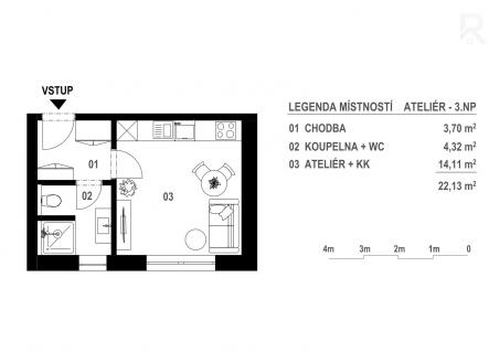 ATELIER_3NP | Prodej bytu, 1+kk, 22 m²