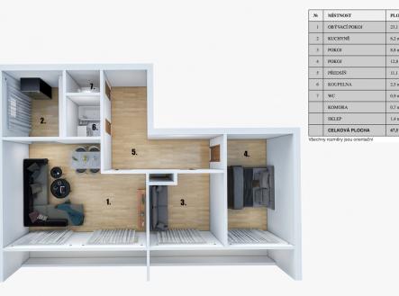 3dplan.jpg | Prodej bytu, 3+1, 79 m²