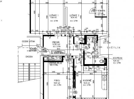 Půdorys | Pronájem bytu, 3+1, 110 m²