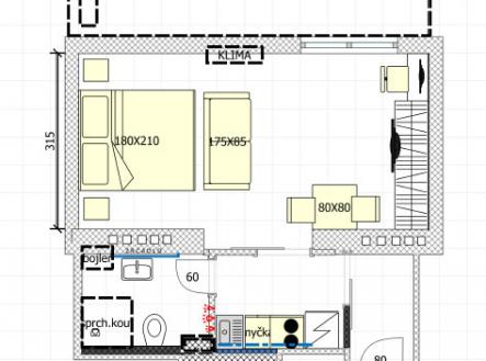 Půdorys | Pronájem bytu, 1+kk, 31 m²