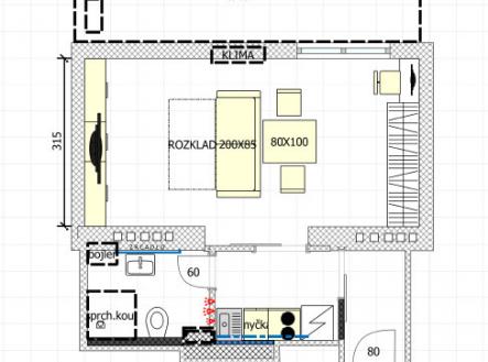 Půdorys | Pronájem bytu, 1+kk, 31 m²