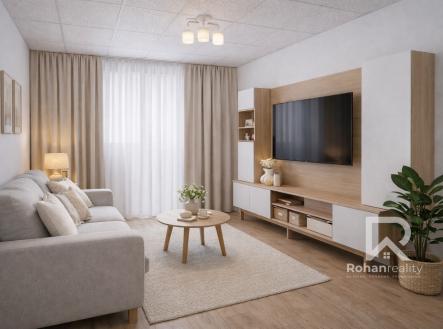 Obývací pokoj - vizualizace | Pronájem bytu, 3+1, 60 m²