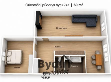 Půdorys Písek-1718 | Prodej bytu, 2+1, 62 m²