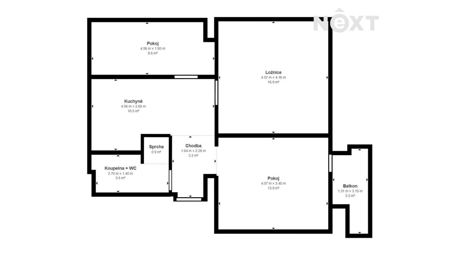 Prodej byt 3+1, 54㎡