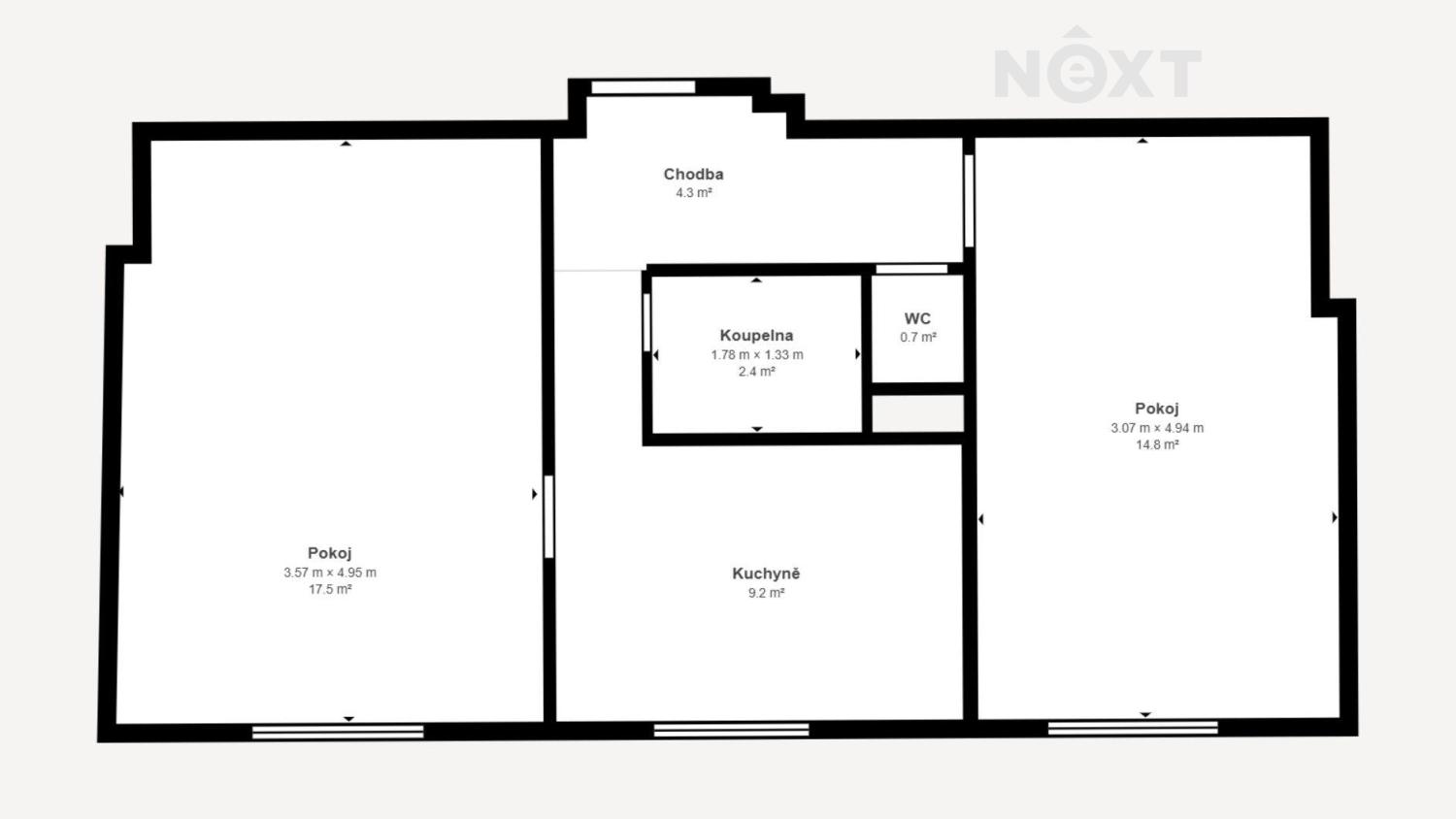 Pronájem byt 2+1, 53㎡