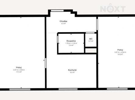Pronájem bytu, 2+1, 53 m²