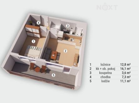 Prodej bytu, 2+kk, 52 m²