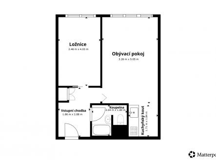 půdorys | Prodej bytu, 2+kk, 40 m²