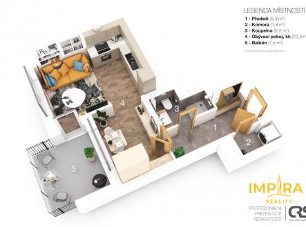 3d-layout.jpg | Prodej bytu, 1+kk, 41 m²