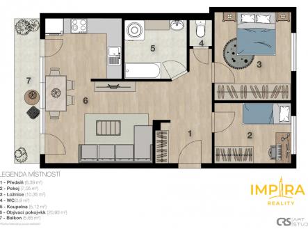 2d-layout-graficky-2.jpg | Pronájem bytu, 3+kk, 51 m²