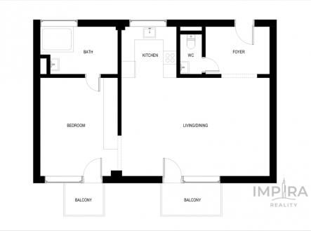 Půdorys | Pronájem bytu, 2+kk, 11 354 m²