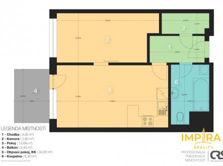 2d-layout.jpg | Pronájem bytu, 2+kk, 50 m²