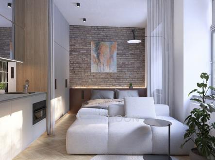 vizualizace ložnice | Prodej bytu, 1+kk, 30 m²