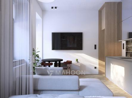 vizualizace obývací pokoj | Prodej bytu, 2+kk, 47 m²