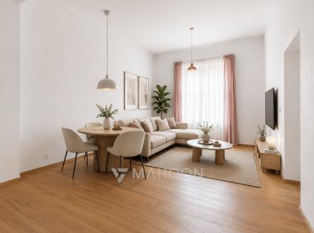 obývací část_vizualizace | Prodej bytu, 2+kk, 58 m²