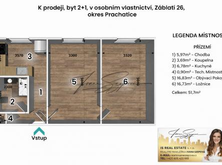 planek-1.png | Prodej bytu, 2+1, 52 m²