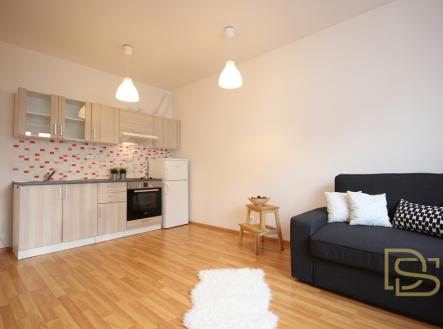 Obytný pokoj s kuchyňským koutem | Pronájem bytu, 1+kk, 30 m²