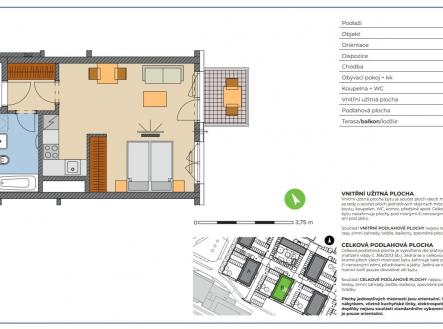 Karta byt.jpg | Prodej bytu, 1+kk, 38 m²