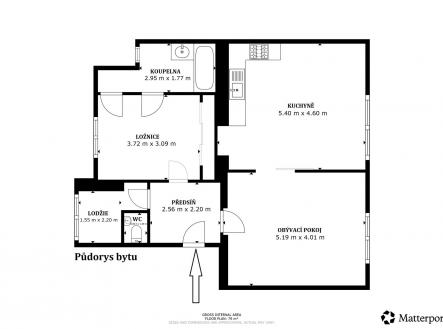 2 | Pronájem bytu, 3+kk, 74 m²