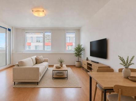 Vizualizace obývací pokoj | Prodej bytu, 2+kk, 53 m²