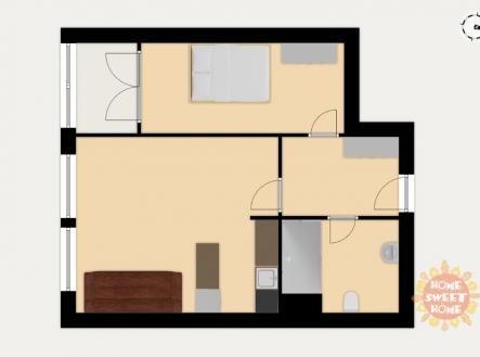 pudorys.jpg | Pronájem bytu, 2+kk, 49 m²