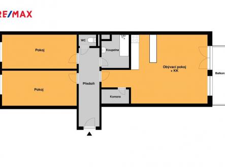 Plánek bytu | Prodej bytu, 3+kk, 77 m²