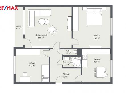 floorplan-letterhead-260324-1-floor-2d-floor-plan.jpg | Prodej bytu, 3+1, 75 m²