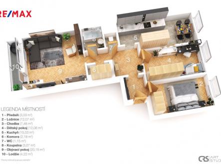 3d-layout.jpg | Prodej bytu, 3+1, 75 m²