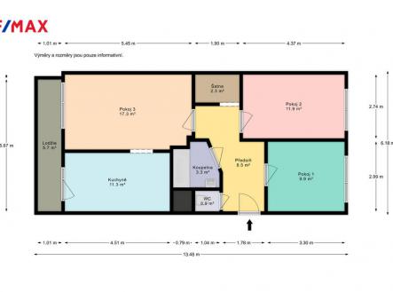 Pronájem bytu, 3+1, 68 m²