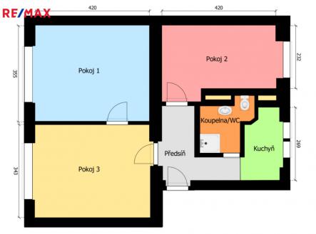 plán bytu Stochovská | Pronájem bytu, 3+1, 50 m²