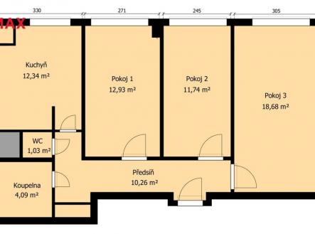 orientacni-plan-bytu-dacickeho.jpg | Prodej bytu, 3+1, 70 m²