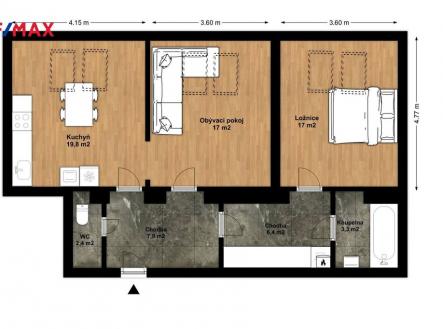 planek.jpg | Pronájem bytu, 2+1, 74 m²