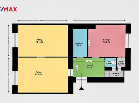 Plán bytu | Prodej bytu, 2+1, 74 m²