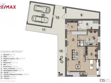 Půdorys 1. NP | Prodej - dům/vila, 241 m²