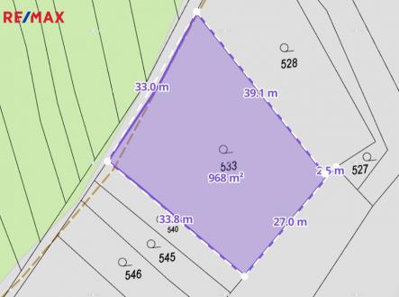 kn-mapa-parc.533-rozmery.jpg | Prodej - pozemek pro bydlení, 968 m²