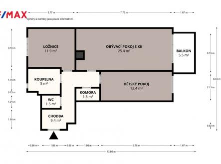 pudorys-hostavice.png | Prodej bytu, 3+kk, 74 m²