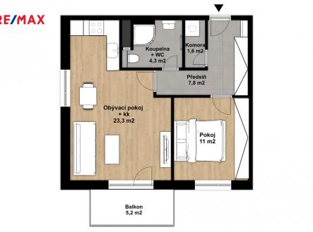 5284-byt.jpg | Pronájem bytu, 2+kk, 53 m²