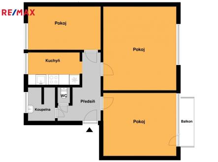 Plánek bytu | Prodej bytu, 3+1, 68 m²