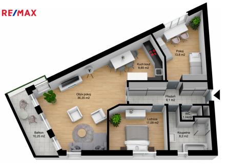 byt-u-divcich-hradu-3d-pop.jpg | Pronájem bytu, 3+kk, 95 m²