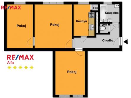 m1240-masarykova.jpg | Pronájem bytu, 3+1, 59 m²