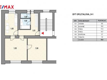 08-pudorys-bytu.jpg | Prodej bytu, 2+1, 60 m²