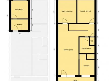 plánek 2D | Prodej bytu, 4+1, 87 m²