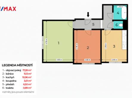 Půdorys | Prodej bytu, 2+1, 50 m²