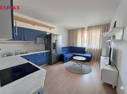 vizualizace - obývací pokoj + KK | Prodej bytu, 3+kk, 71 m²