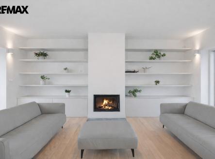 obývací pokoj - krb | Prodej - dům/vila, 177 m²