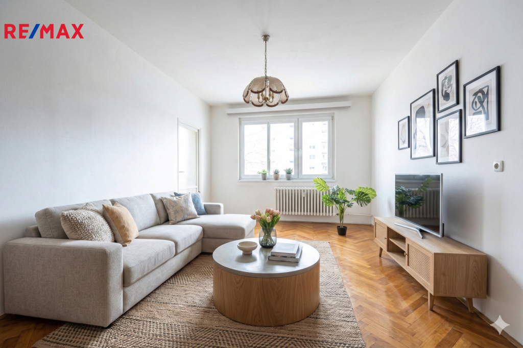 vizualizace budoucího stavu obývacího pokoje