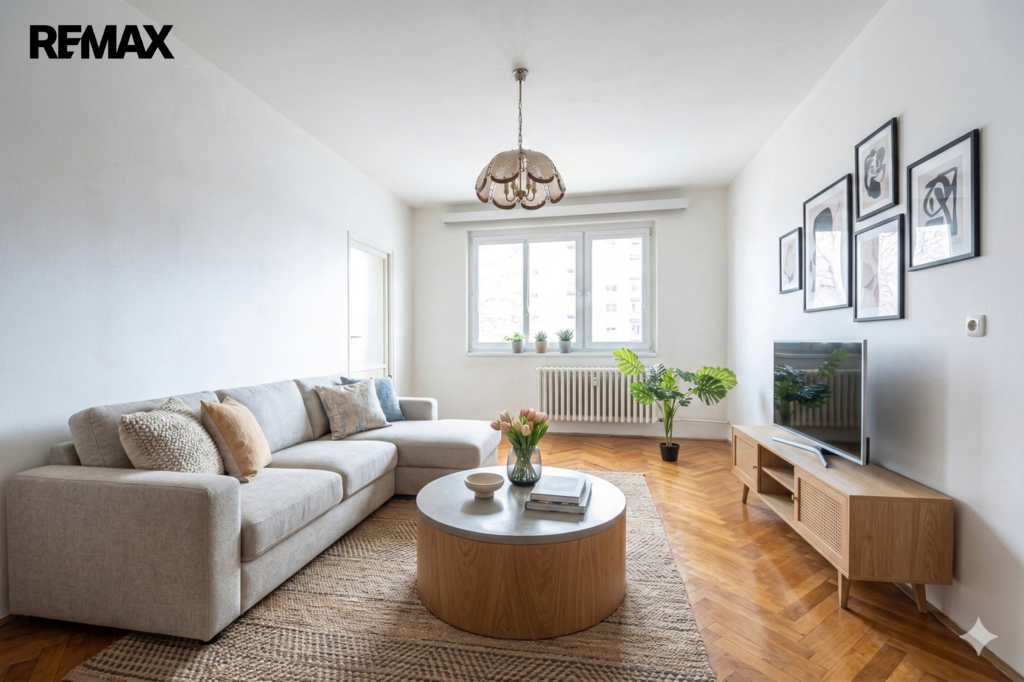 vizualizace budoucího stavu obývacího pokoje