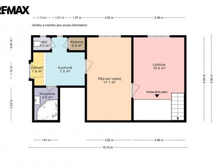 Půdorys | Prodej bytu, 2+kk, 51 m²